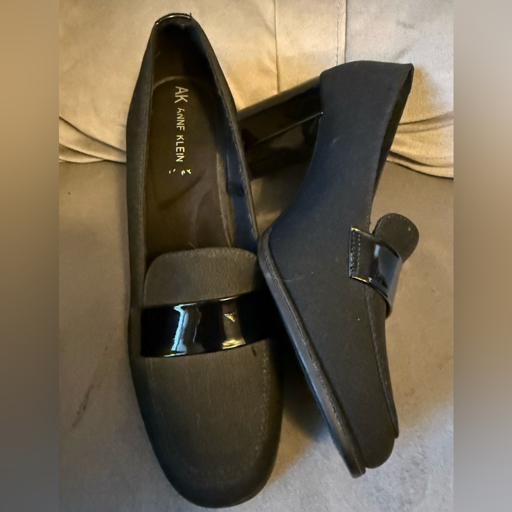 Anne Klein Black Patent-Trim Loafers for Women